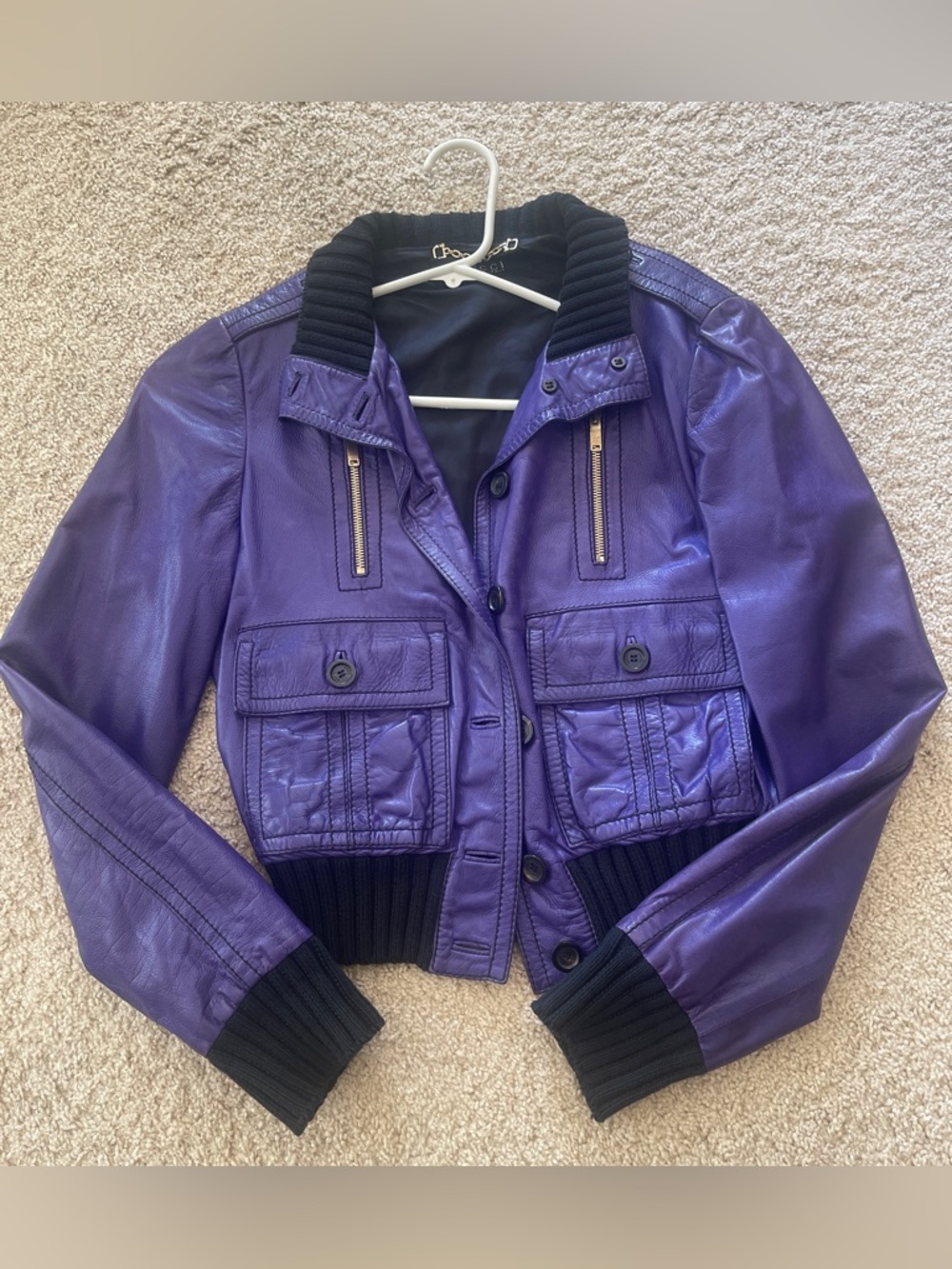 RARE ICONIC VINTAGE GUCCI BOMBER JACKET MADONNA PURPLE SZ 40 IT COACHELLA WOW!